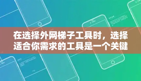 在选择外网梯子工具时,选择适合你需求的工具是一个关键的决定。以下是一些可以考虑的外网梯子工具,并根据你的具体需求选择合适的 在选择外网梯子工具时,选择适合你需求的工具是一个关键的决定。以下是一些可以考虑的外网梯子工具,并根据你的具体需求选择合适的