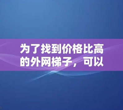 为了找到价格比高的外网梯子，可以按照以下步骤进行