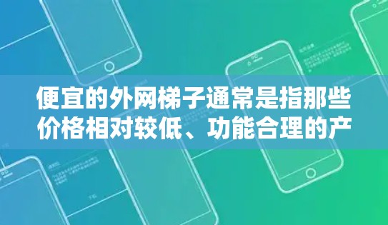 便宜的外网梯子通常是指那些价格相对较低、功能合理的产品。以下是一些常见的便宜外网梯子型号和品牌推荐，帮助您选择