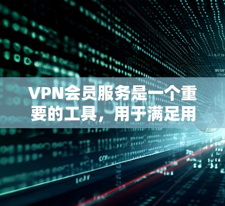 VPN会员服务是一个重要的工具，用于满足用户对网络服务的高级需求，包括流媒体、视频通话、游戏、在线支付等。以下是对VPN会员服务的分析